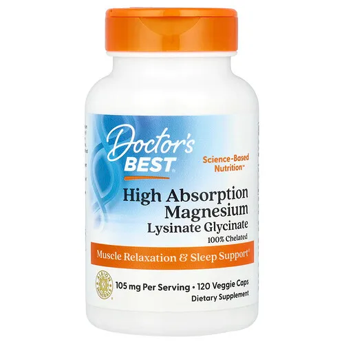 Doctor's Best, Magnesio de alta absorción, 120 cápsulas vegetales (52,5 mg por cápsula)