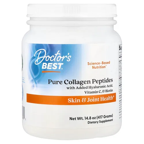 Doctor's Best, Péptidos de colágeno puro con ácido hialurónico agregado, vitamina C y biotina, 417 g (14,8 oz)