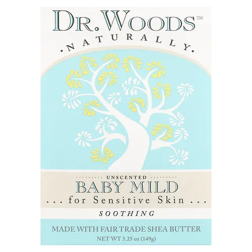 Dr. Woods, Barra de jabón suave para bebés, Calmante, Sin fragancia, 149 g (5,25 oz)