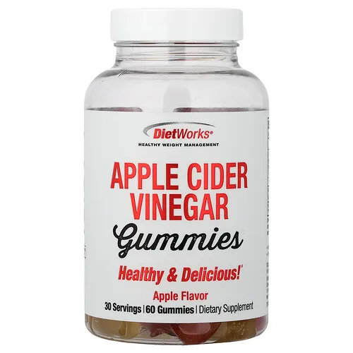 DietWorks, Gomitas de vinagre de sidra de manzana, Sabor a manzana`` 60 gomitas