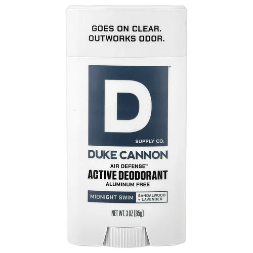 Duke Cannon Supply Co., Desodorante activo Air Defense™, Sin aluminio, Baño de medianoche, 85 g (3 oz)