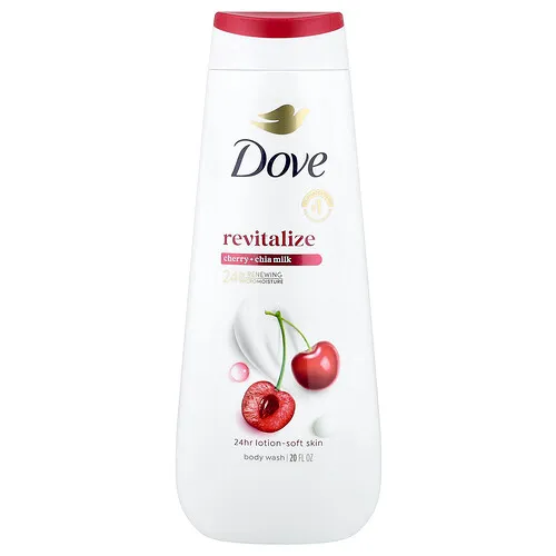 Dove, Jabón líquido revitalizante para el cuerpo, Leche de cereza y chía, 20 oz. líq.
