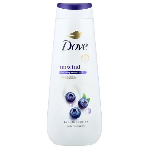 Dove, Jabón líquido corporal relajante, arándano y leche de luna, 591 ml (20 oz. líq.)