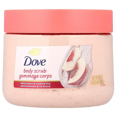 Dove, Exfoliante corporal, Melocotón blanco y arroz triturado, 425 g (15 oz)