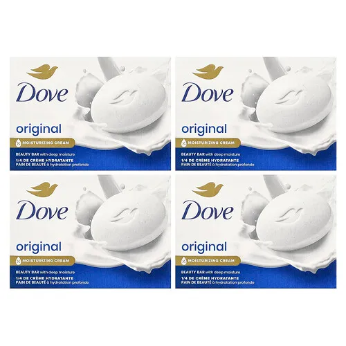 Dove, Barra de jabón de belleza con humectación profunda, Blanco, 4 barras, 106 g (3,75 oz) cada una