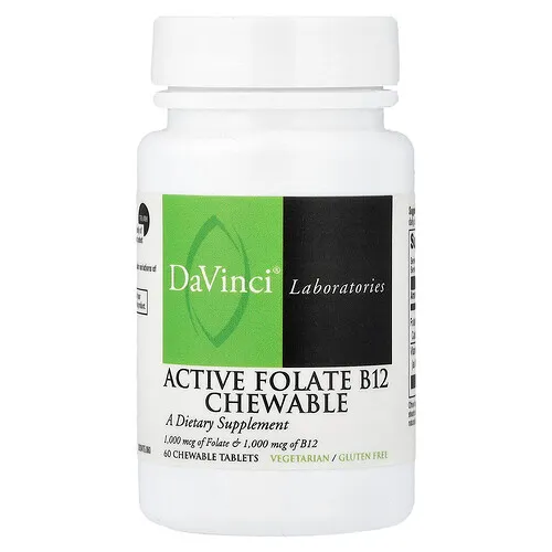 DaVinci Laboratories, Active Folate B12 masticable, 60 comprimidos masticables