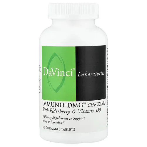 DaVinci Laboratories, Immuno-DMG masticable con saúco y vitamina D3`` 120 comprimidos masticables