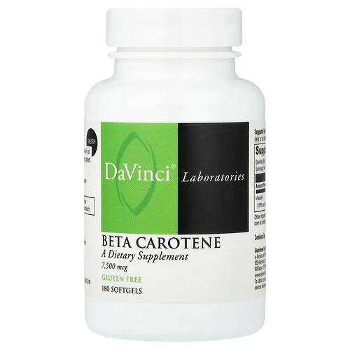 DaVinci Laboratories, Beta caroteno, 7500 mcg, 180 cápsulas blandas
