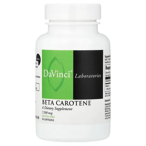DaVinci Laboratories, Beta-caroteno, 7500 mcg, 90 cápsulas blandas