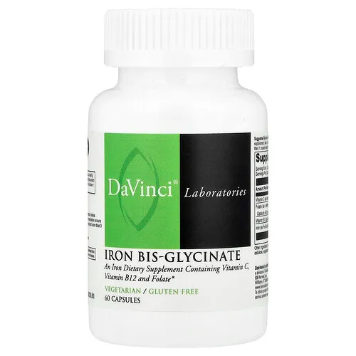 DaVinci Laboratories, Bis-glicinato de hierro, 60 cápsulas