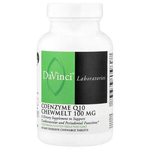 DaVinci Laboratories, Coenzima Q10 masticable, 100 mg, 60 comprimidos masticables de fácil disolución