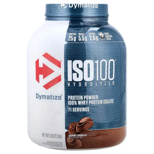 Dymatize, ISO100 hidrolizado, 100 % aislado de proteína de suero de leche, Chocolate gourmet, 2,3 kg (5 lb)