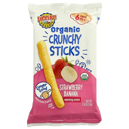 Earth's Best, Palitos crujientes orgánicos, 6 meses en adelante, Fresa y plátano, 16 g (0,56 oz)