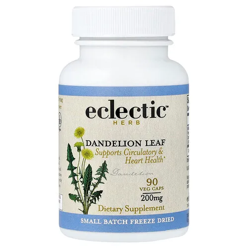 Eclectic Herb, Hoja de diente de león, Refuerza la salud circulatoria y cardíaca, 200 mg, 90 cápsulas vegetales
