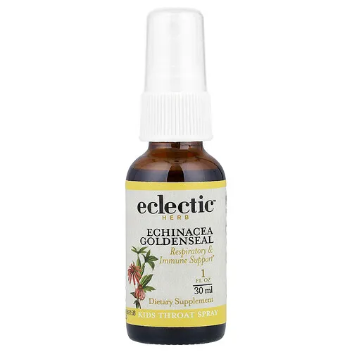 Eclectic Herb, Spray para la garganta para niños, Sello de oro con equinácea, 30 ml (1 oz. Líq.)
