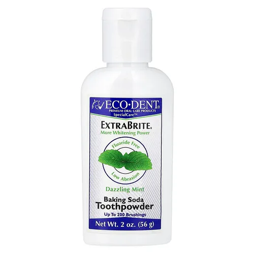 Eco-Dent, ExtraBrite®, Bicarbonato de sodio en polvo, Sin fluoruro, Menta deslumbrante, 56 g (2 oz)