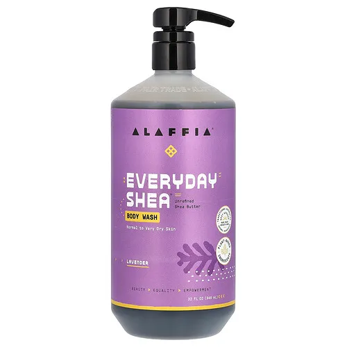 Alaffia, Everyday Shea, Jabón líquido para el cuerpo, Piel normal a muy seca, Lavanda, 946 ml (32 oz. líq.)