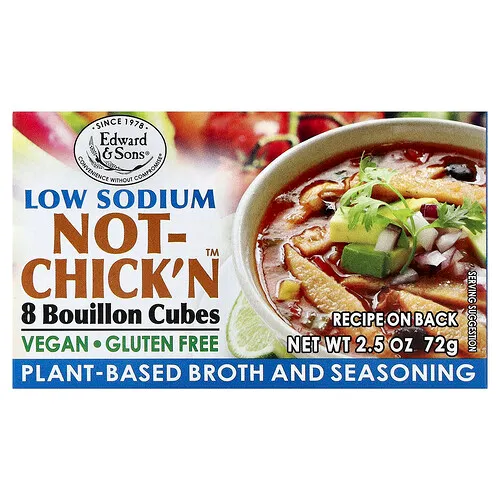 Edward & Sons, Not-Chick'n™, Cubitos de caldo, Bajo en sodio, 8 cubos