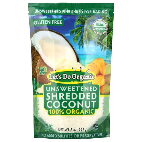 Let's Do Organic, Edward & Sons, Let's Do Organic, 100% Organic Unsweetened Shredded Coconut, 8 oz (227 g)