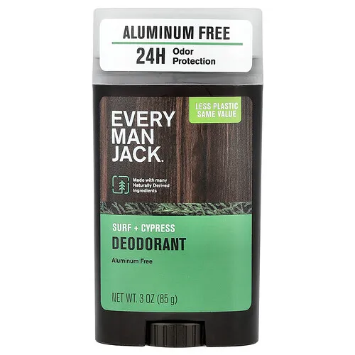 Every Man Jack, Desodorante, Sin aluminio, Surf y ciprés, 85 g (3 oz)