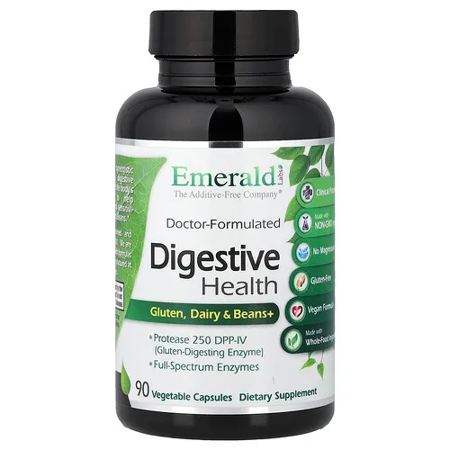 Emerald Laboratories, Salud digestiva, Gluten, Lácteos y frijoles, 90 cápsulas vegetales