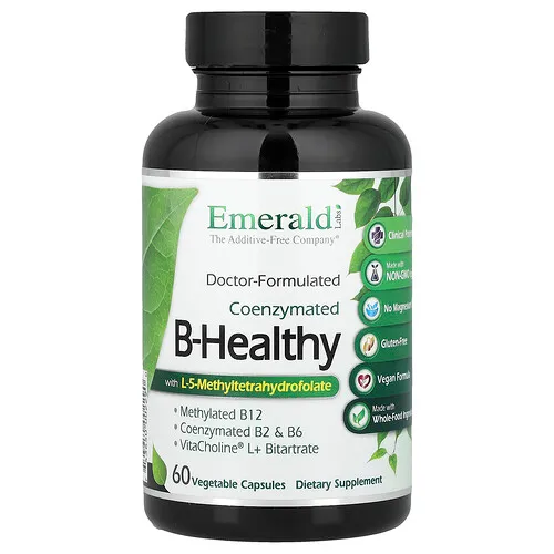 Emerald Laboratories, Vitaminas B-Healthy con L-5-metiltetrahidrofolato, 60 cápsulas vegetales
