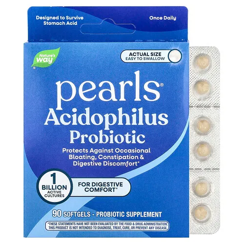 Nature's Way, Pearls®, Perlas probióticas con acidófilos, 1000 millones de UFC, 90 cápsulas blandas