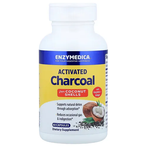 Enzymedica, Carbón activado, 60 cápsulas