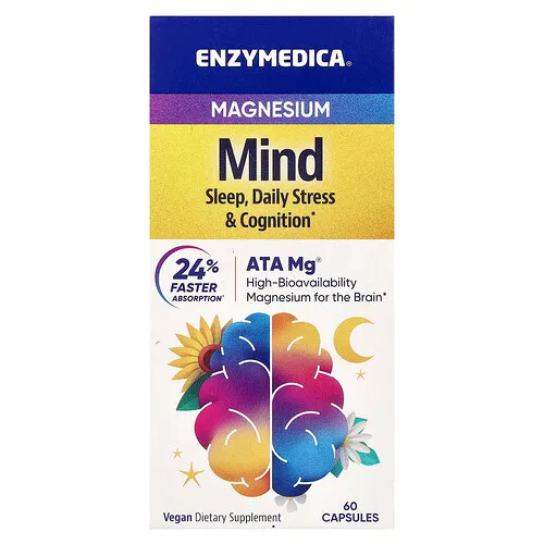 Enzymedica, Magnesio mental, 60 cápsulas (350 mg por cápsula)