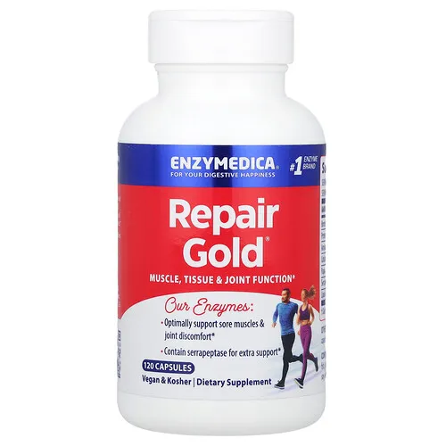 Enzymedica, Repair Gold®, Suplemento para favorecer el funcionamiento de los músculos, los tejidos y las articulaciones, 120 cápsulas
