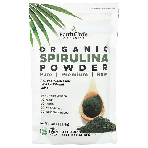 Earth Circle Organics, Espirulina orgánica en polvo, 113 g (4 oz)