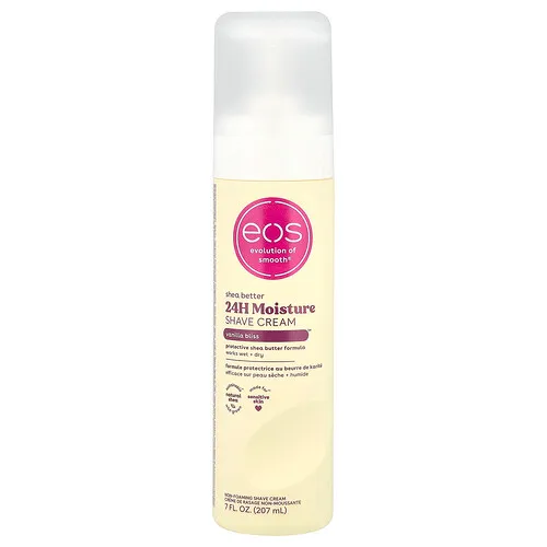 EOS, Shea Better™, Crema de afeitar humectante 24 horas para afeitar, Felicidad de vainilla, 207 ml (7 oz. líq.)