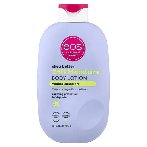EOS, Shea Better™, Loción humectante para el cuerpo 24 horas, Vainilla y cachemira, 473 ml (16 oz. líq.)