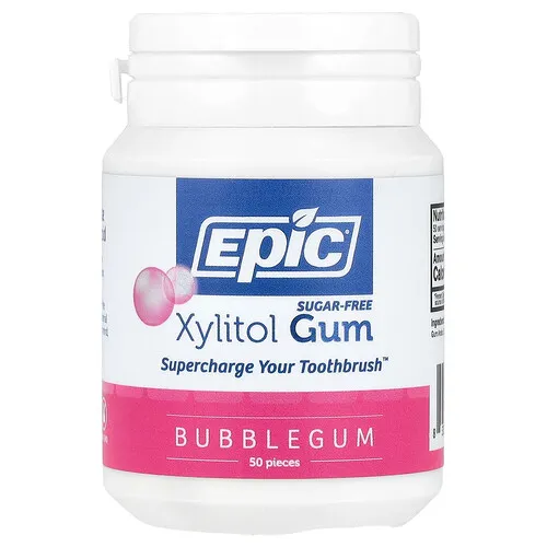 Epic Dental, Chicles con xilitol, Sin azúcar, Chicle, 50 piezas