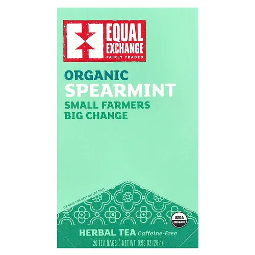 Equal Exchange, Hierbabuena orgánica, Té de hierbas, Sin cafeína, 20 bolsitas de té, 28 g (0,99 oz)