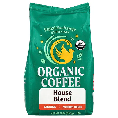 Equal Exchange, Café orgánico, Mezcla de la casa, Molido, Tostado medio, 255 g (9 oz)