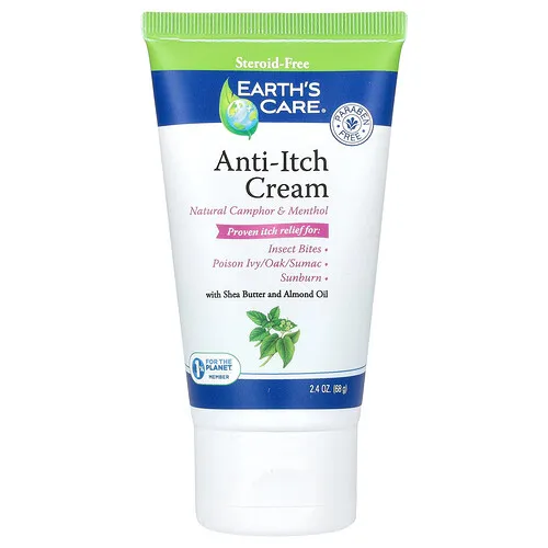 Earth's Care, Crema contra la picazón, Con manteca de karité y aceite de almendras, 68 g (2,4 oz)