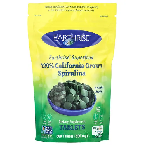 Earthrise, Espirulina 100 % cultivada en California, 500 mg, 360 comprimidos