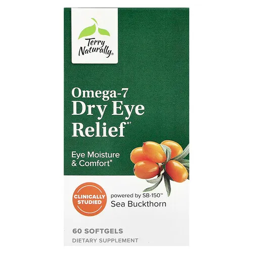 Terry Naturally, Omega-7 para el alivio del ojo seco, 60 cápsulas blandas