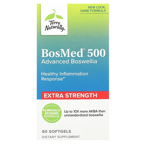 Terry Naturally, BosMed 500, Boswellia avanzada, 60 cápsulas blandas (500 mg por cápsula blanda)