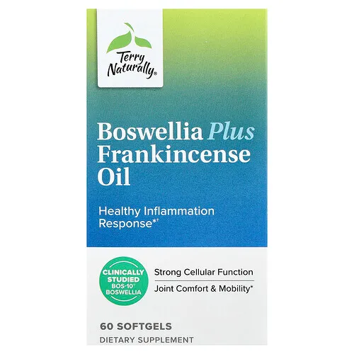 Terry Naturally, Boswellia con aceite de árbol del incienso, 60 cápsulas blandas