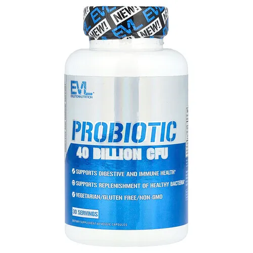 EVLution Nutrition, Probiótico, 60 cápsulas vegetales