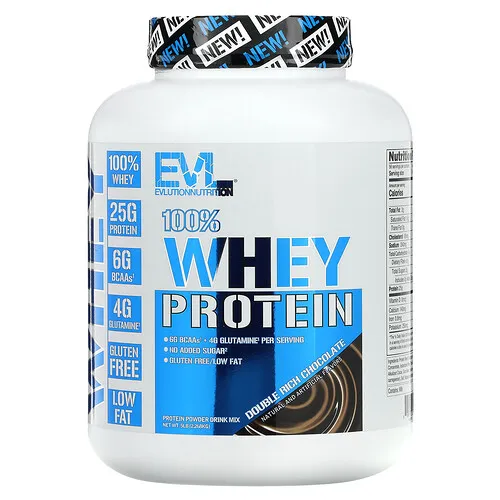 EVLution Nutrition, 100% proteína de suero de leche, Chocolate doblemente intenso`` 2,268 kg (5 lb)