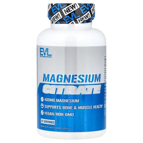 EVLution Nutrition, Citrato de magnesio, 60 cápsulas vegetales (200 mg por cápsula)