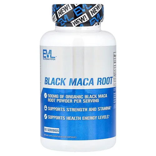 EVLution Nutrition, Raíz de maca negra, 60 cápsulas vegetales