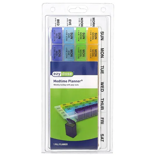 Ezy Dose, Semanal 4 veces por día con pop-out Medtime Planner, 1 unidad