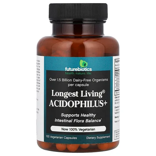 Futurebiotics, Acidophilus + de vida más larga, 100 cápsulas vegetales