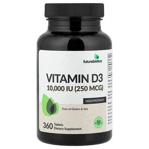 Futurebiotics, Vitamina D3, 250 mcg (10.000 UI), 360 comprimidos