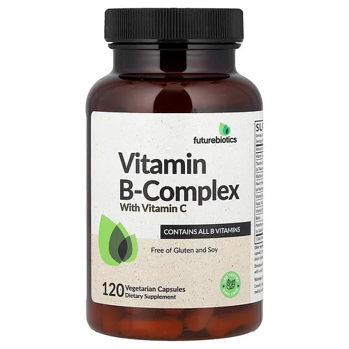 Futurebiotics, Complejo de vitaminas B con vitamina C, 120 cápsulas vegetales