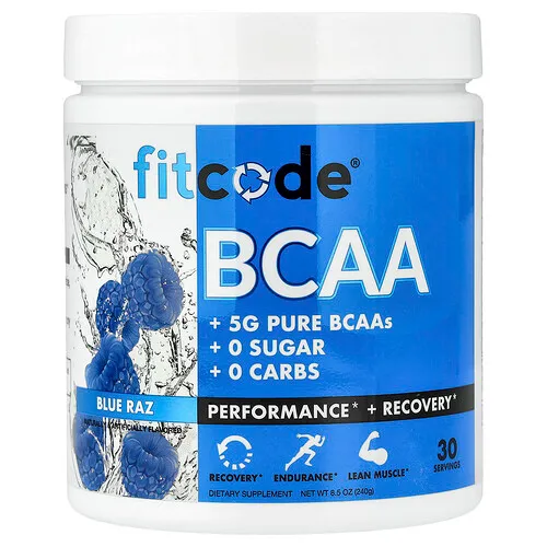 fitcode, BCAA, Blue Raz, Sabor a frambuesa azul, 240 g (8,5 oz)